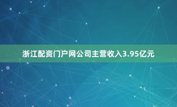 浙江配资门户网公司主营收入3.95亿元